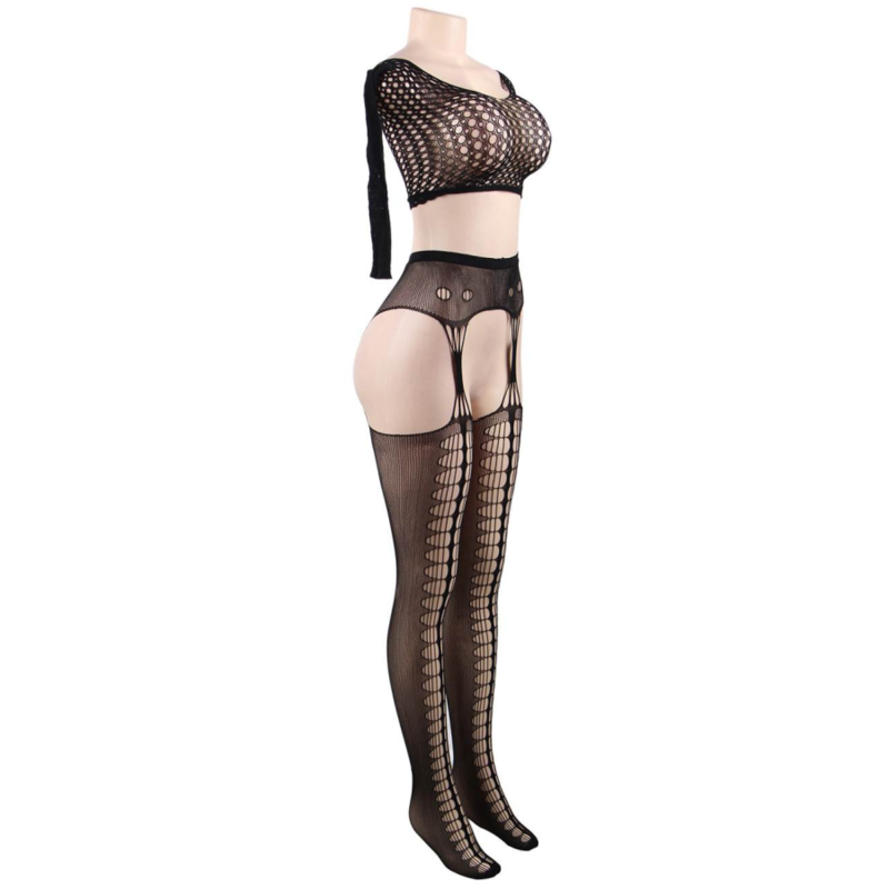 QUEEN LINGERIE - BODYSTOCKING TOP LONG SLEEVE S/L - 53Xshop