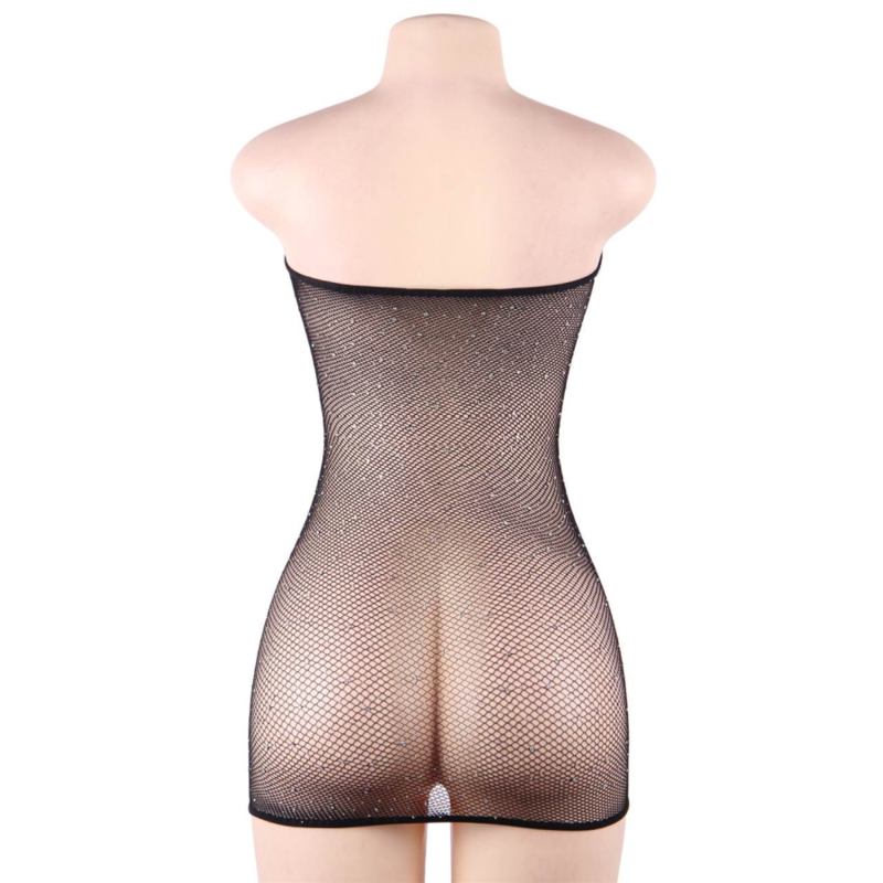 QUEEN LINGERIE - NET BODY DRESS WITH DIAMONDS S/L - 53Xshop