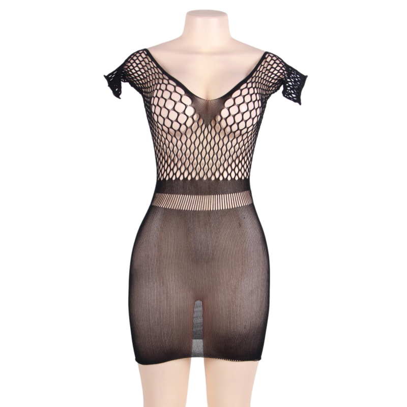 QUEEN LINGERIE - SHORT SLEEVE NET BODY DRESS S/L - 53Xshop
