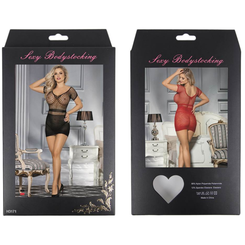 QUEEN LINGERIE - SHORT SLEEVE NET BODY DRESS S/L - 53Xshop