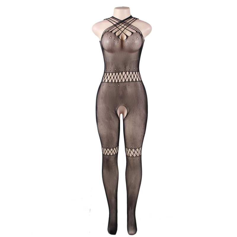 QUEEN LINGERIE - STRAPS NECK BODYSTOCKING S/L - 53Xshop