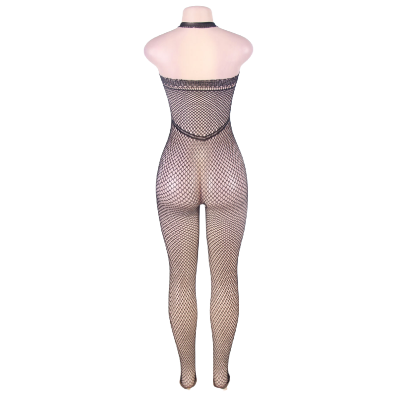 QUEEN LINGERIE - HALTER NECK AND OPEN BACK BODYSTOCKING S/L - 53Xshop