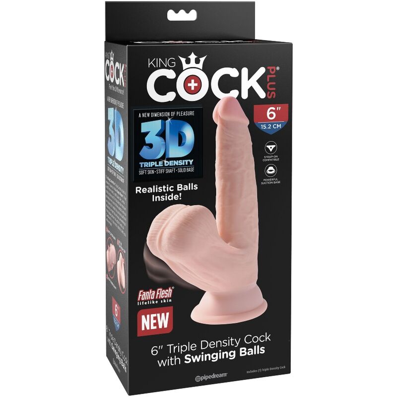 KING COCK - PLUS DILDO 3D AVEC COUILLES BALANCANTES 12,7 CM