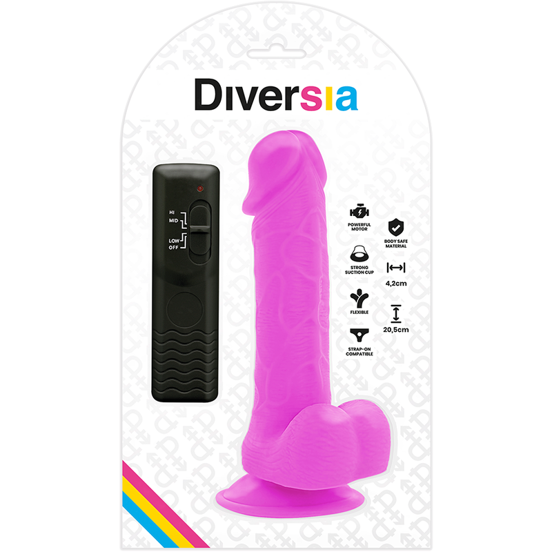 DIVERSIA - DILDO VIBRANT FLEXIBLE VIOLET 20,5 CM -O- 4,2 CM