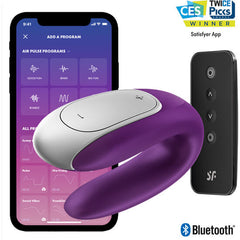 SATISFYER - DOUBLE FUN PARTNER VIBRATOR PURPLE - 53Xshop
