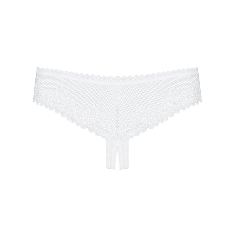 OBSESSIVE - ALABASTRA THONG CROTCHLESS WHITE S/M - 53Xshop