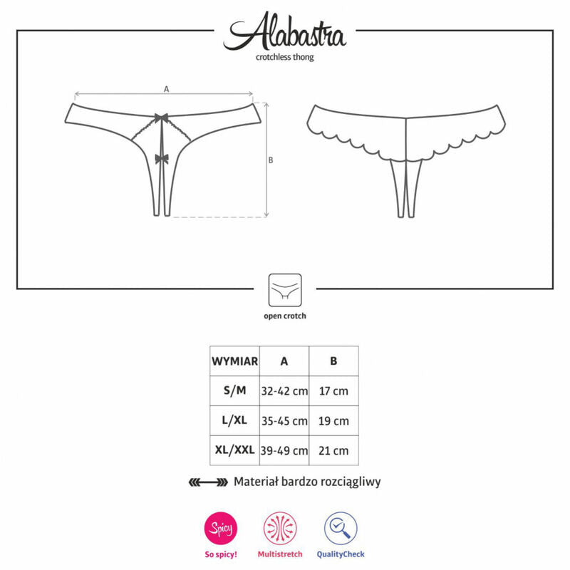 OBSESSIVE - ALABASTRA PANTIES SEXY CROTCHLESS WHITE L/XL - 53Xshop