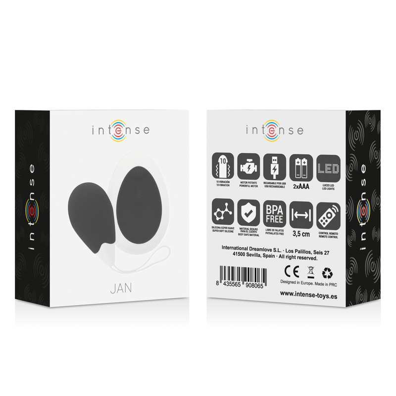 INTENSE - JAN VIBRATING EGG REMOTE CONTROL BLACK - 53Xshop