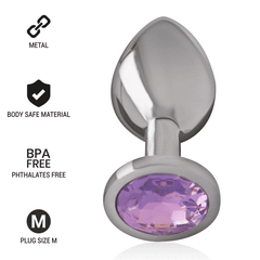 INTENSE - PLUG ANAL EN METAL ALUMINIUM AVEC CRISTAL VIOLET TAILLE M