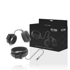 FETISH SUBMISSIVE - VEGAN LEATHER NECKLACE AND HANDCUFFS WITH NOPRENE LINING - 53Xshop