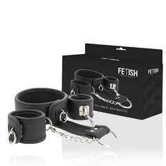 FETISH SUBMISSIVE - VEGAN LEATHER NECKLACE AND HANDCUFFS WITH NOPRENE LINING - 53Xshop