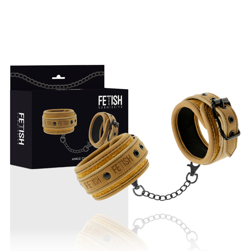 FETISH SUBMISSIVE ORIGEN - VEGAN LEATHER ANKLE CUFFS WITH NEOPRENE LINING - 53Xshop