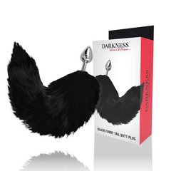 DARKNESS - SILVER ANAL PLUG 8 CM WITH BLACK TAIL - 53Xshop