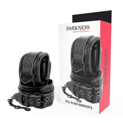 DARKNESS - ADJUSTABLE BLACK LEATHER HANDS HANDCUFFS - 53Xshop