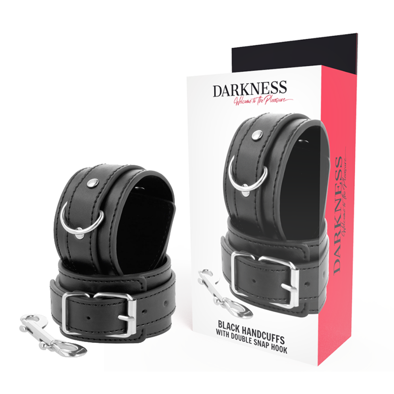 DARKNESS - BLACK ADJUSTABLE HANDCUFFS WITH DOUBLE REINFORCEMENT TAPE - 53Xshop