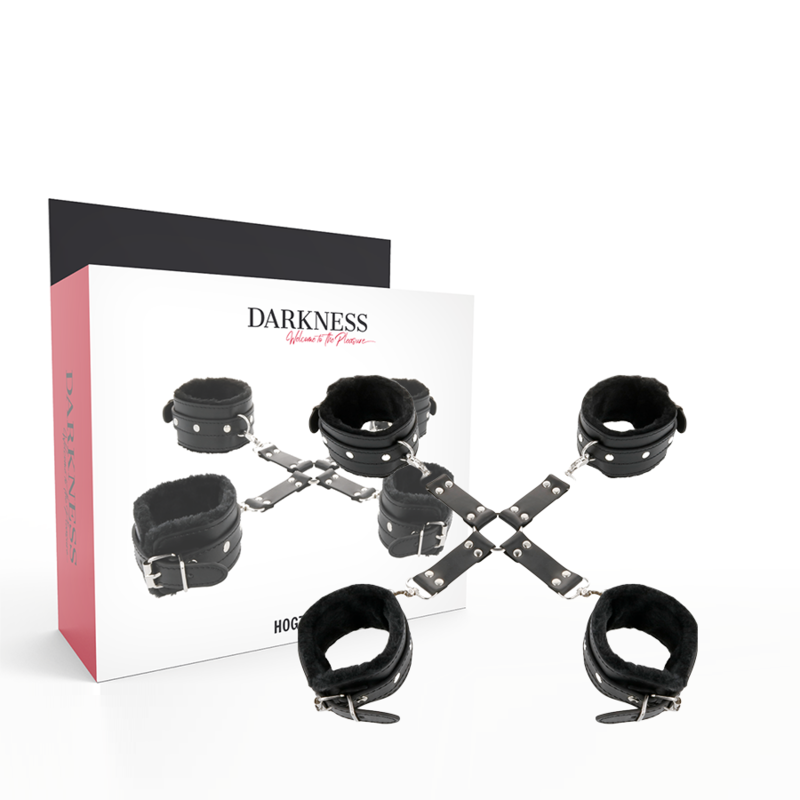 DARKNESS - LEATHER HANDCUFFS FOR FOOT AND HANDS BLACK - 53Xshop
