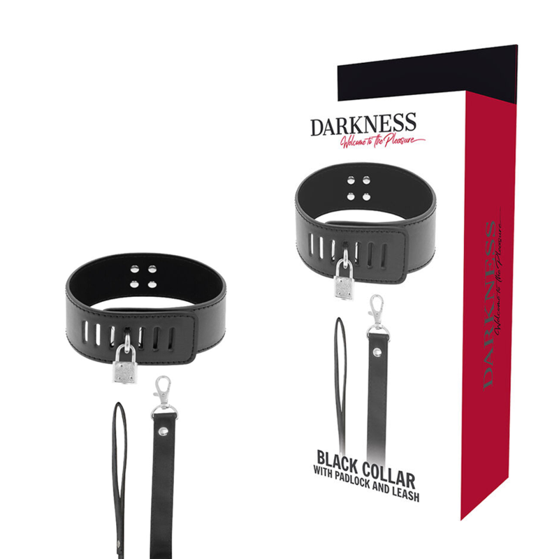 DARKNESS - BDSM COLLAR WITH BLACK LOCK - 53Xshop