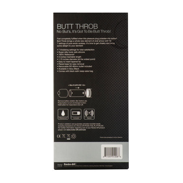 ROCKS-OFF - BUTT THROB P-POINT STIMULATOR 7 SPEEDS BLACK - 53Xshop