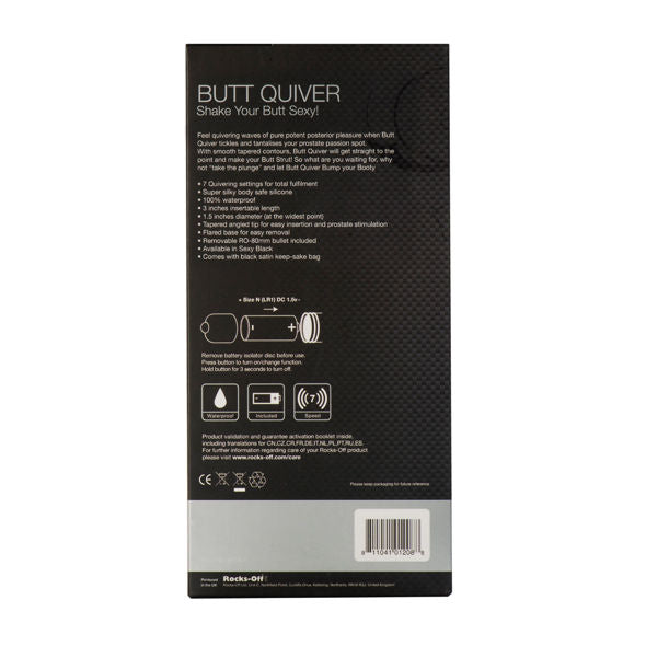 ROCKS-OFF - BUTT QUIVER P-POINT STIMULATOR 7 SPEEDS BLACK - 53Xshop