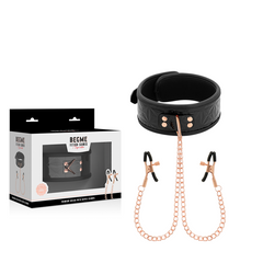 BEGME - BLACK EDITION COLLAR WITH NIPPLE CLAMPS WITH NEOPRENE LINING - 53Xshop