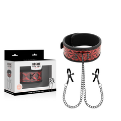BEGME - RED EDITION COLLAR WITH NIPPLE CLAMPS WITH NEOPRENE LINING - 53Xshop