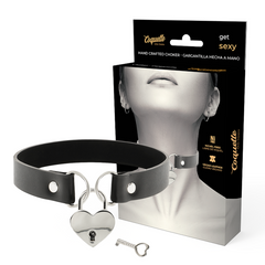 COQUETTE CHIC DESIRE - VEGAN LEATHER NECKLACE WITH HEART ACCESSORY WITH KEY - 53Xshop