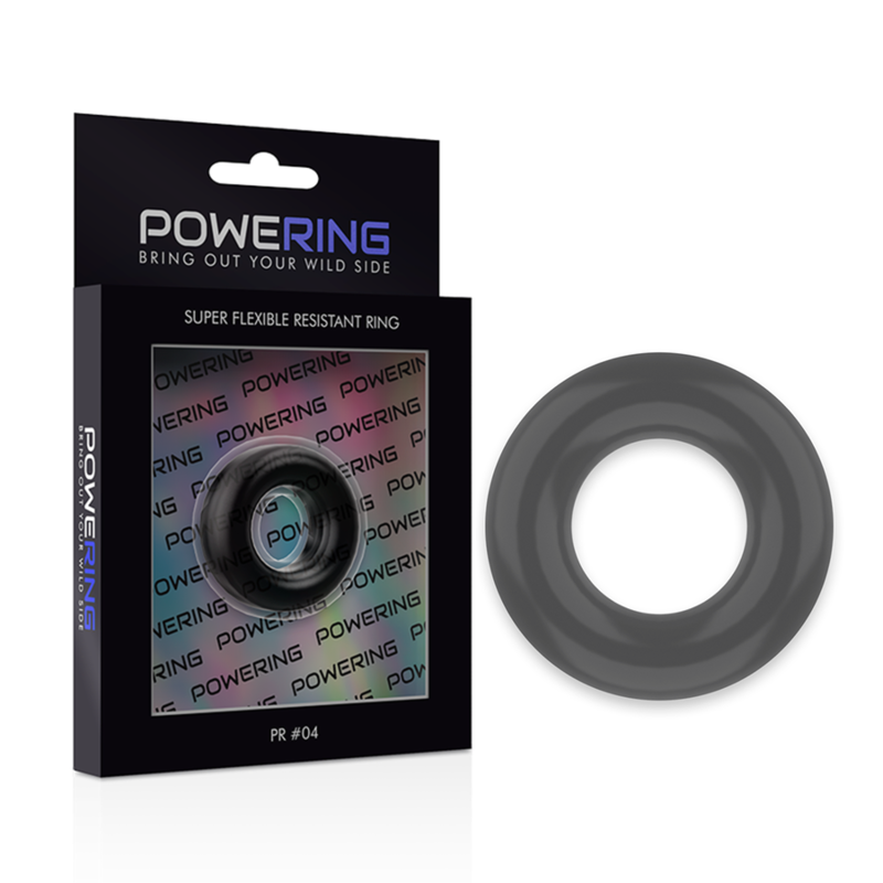 POWERING - SUPER FLEXIBLE AND RESISTANT PENIS RING 3.8CM PR04 BLACK - 53Xshop