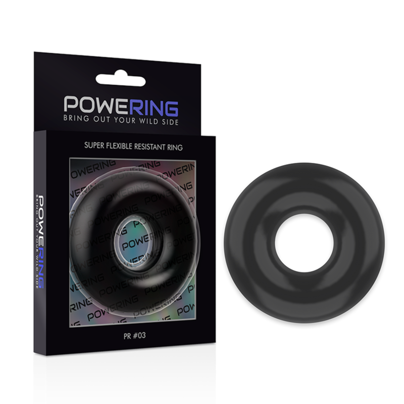 POWERING - SUPER FLEXIBLE AND RESISTANT PENIS RING 5CM PR03 BLACK - 53Xshop
