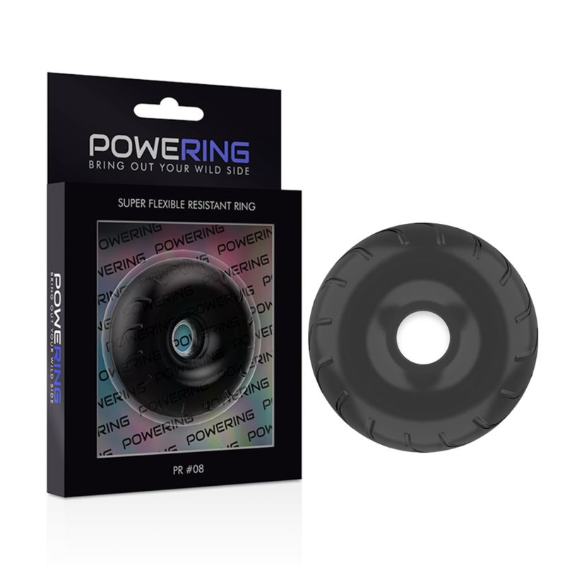 POWERING - SUPER FLEXIBLE AND RESISTANT PENIS RING 5CM PR08 BLACK - 53Xshop