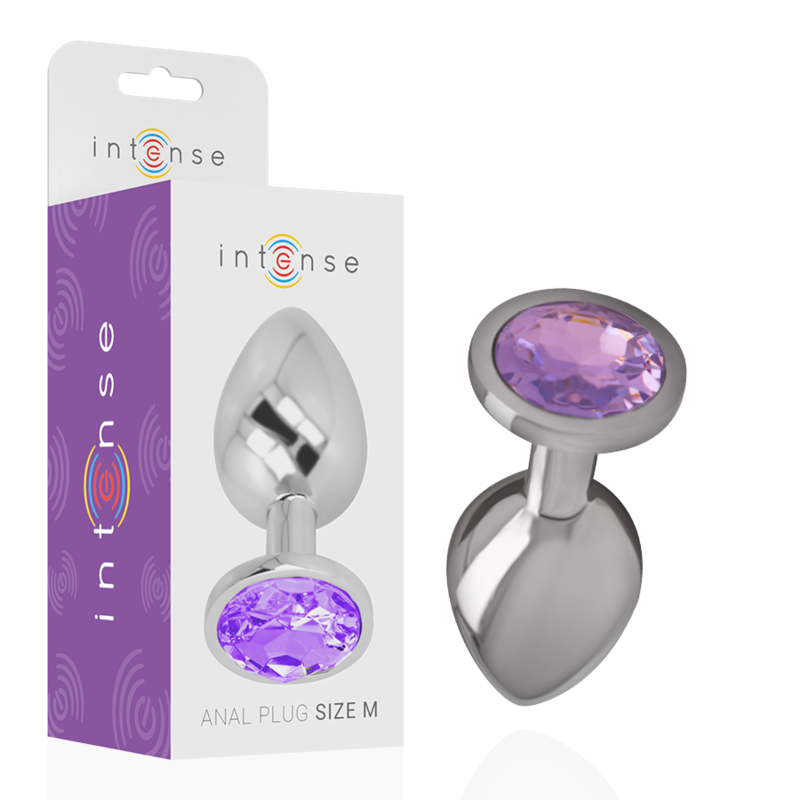 INTENSE - PLUG ANAL EN METAL ALUMINIUM AVEC CRISTAL VIOLET TAILLE M