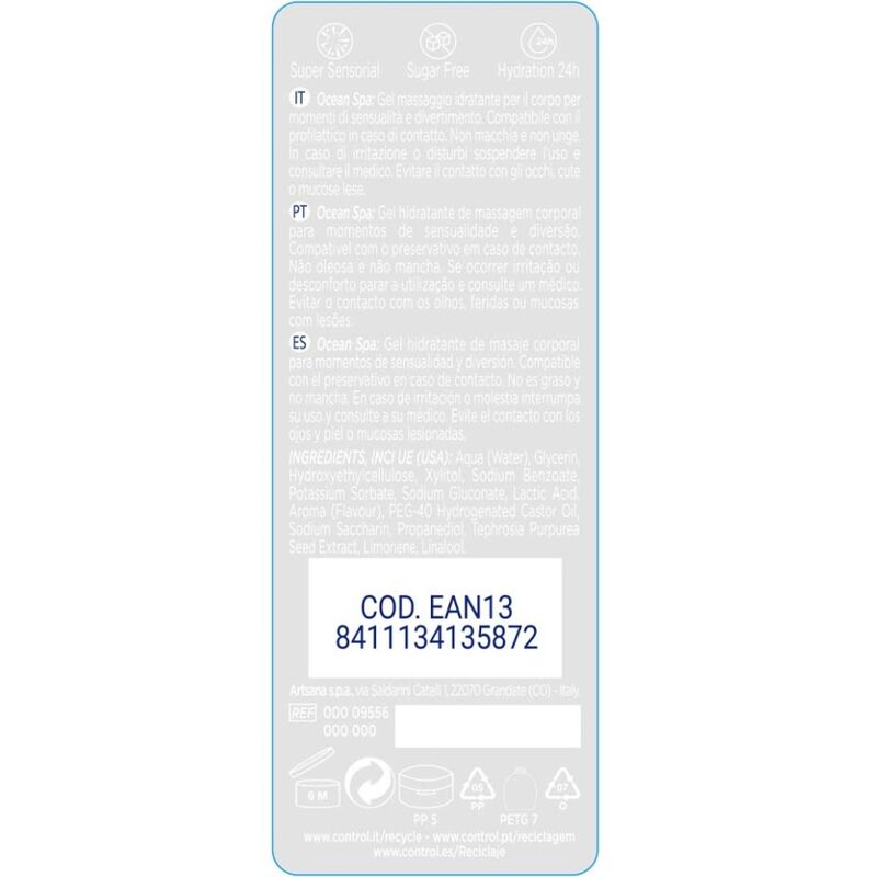 CONTROL - 2 EN 1 MASSAGE & PLEASURE MEDITERRANEAN SEA 200 ML - 53Xshop