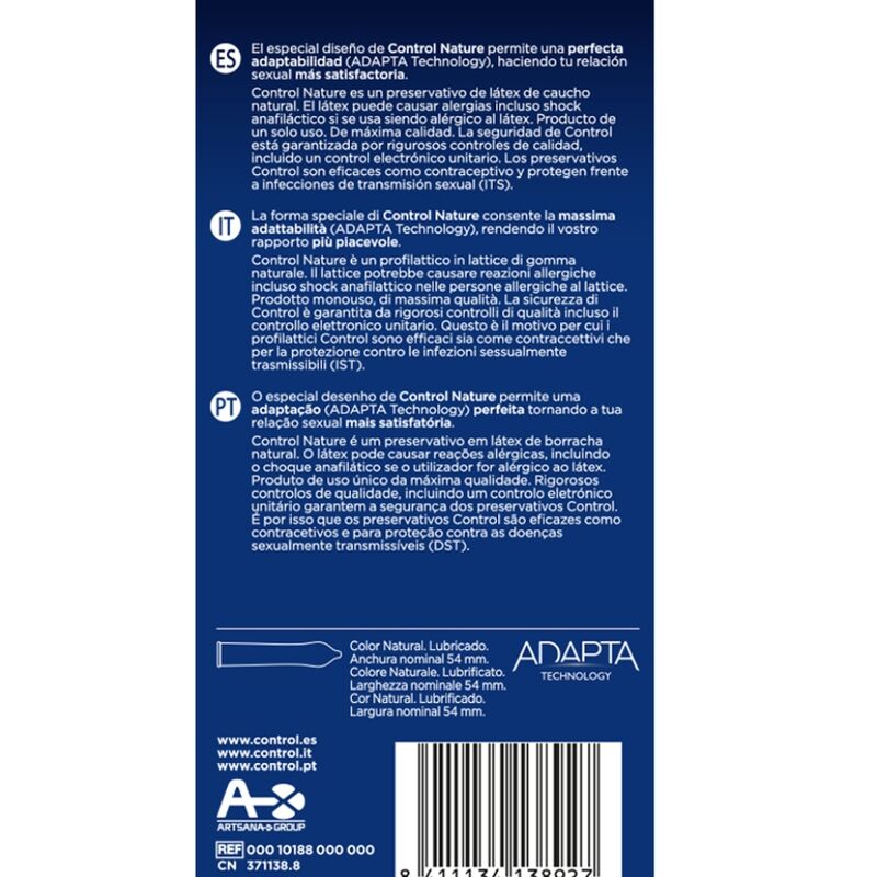 CONTROL - ADAPTA NATURE CONDOMS 6 UNITS - 53Xshop