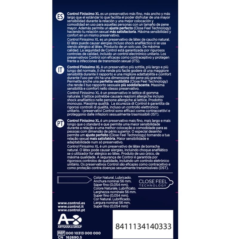 CONTROL - FINISSIMO XL CONDOMS 12 UNITS - 53Xshop