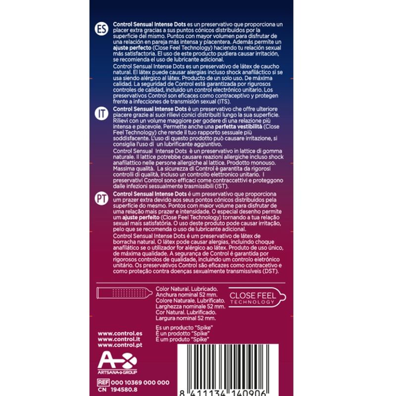 CONTROL - SPIKE CONDOMS WITH CONICAL POINTS 12 UNITS - 53Xshop
