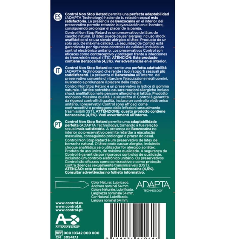 CONTROL - NON STOP RETARD CONDOMS 12 UNITS - 53Xshop