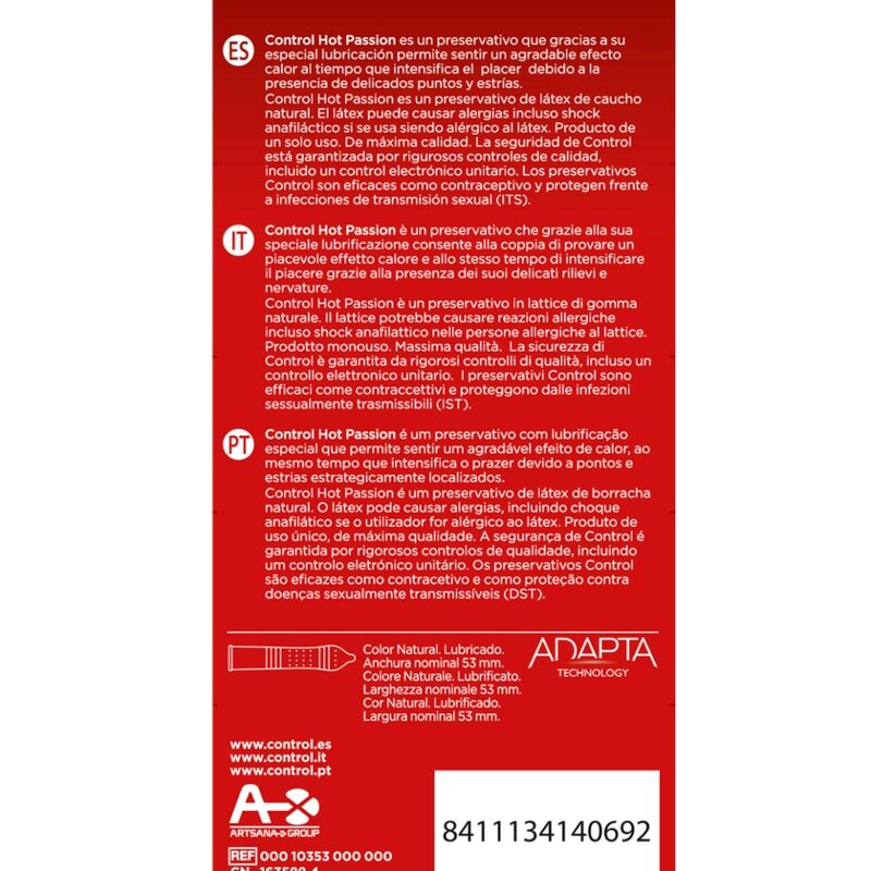 CONTROL - HOT PASSION WARMING EFFECT 10 UNITS - 53Xshop