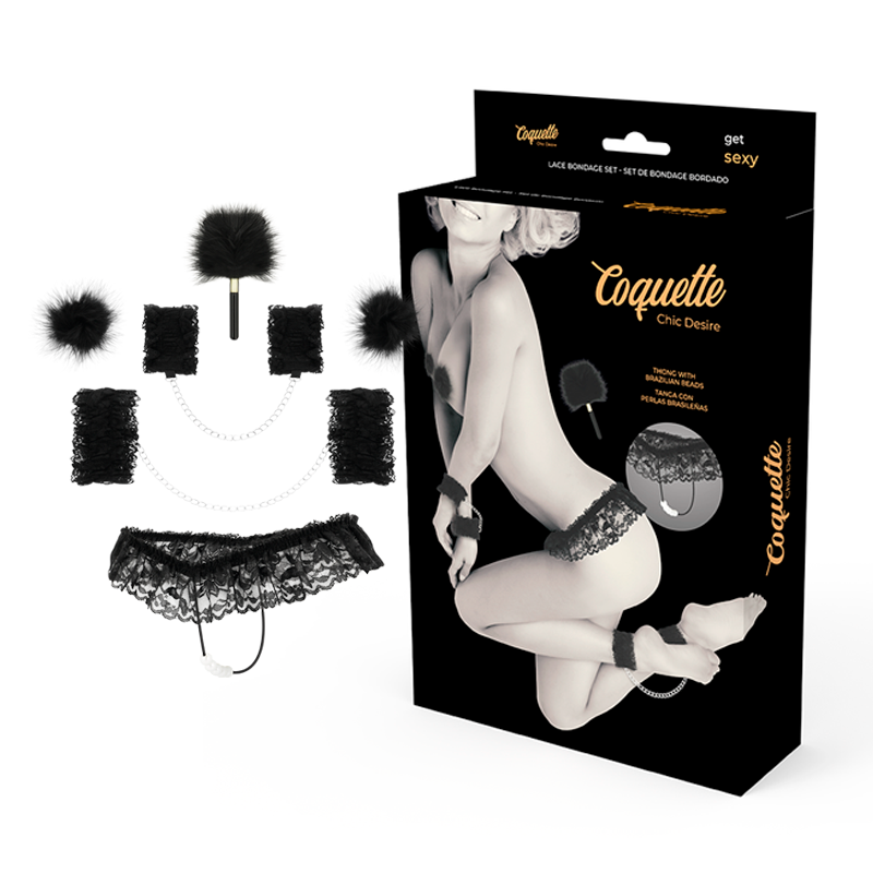 COQUETTE CHIC DESIRE - LACE BONDAGE SET DELUXE BLACK - 53Xshop