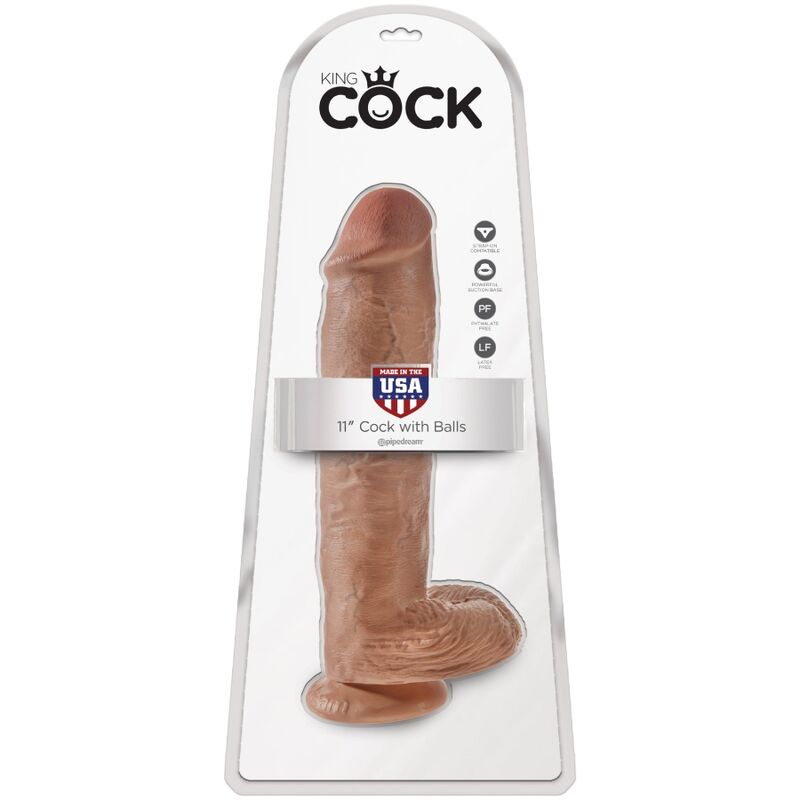 KING COCK - PENIS REALISTE AVEC COUILLES 22,6 CM CARAMEL