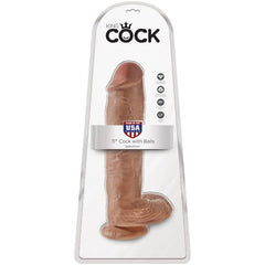 KING COCK - PENIS REALISTE AVEC COUILLES 22,6 CM CARAMEL