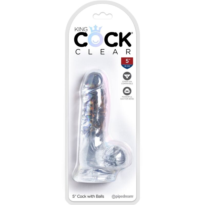 KING COCK - PÉNIS RÉALISTE TRANSPARENT AVEC COUILLES 10,1 CM
