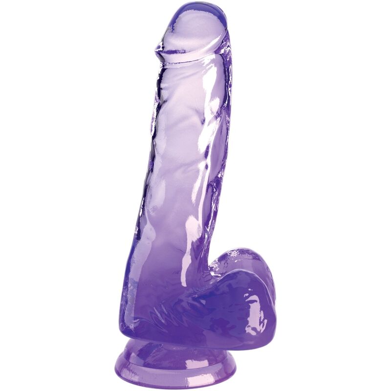 KING COCK - PÉNIS RÉALISTE TRANSPARENT AVEC COUILLES 13,5 CM VIOLET