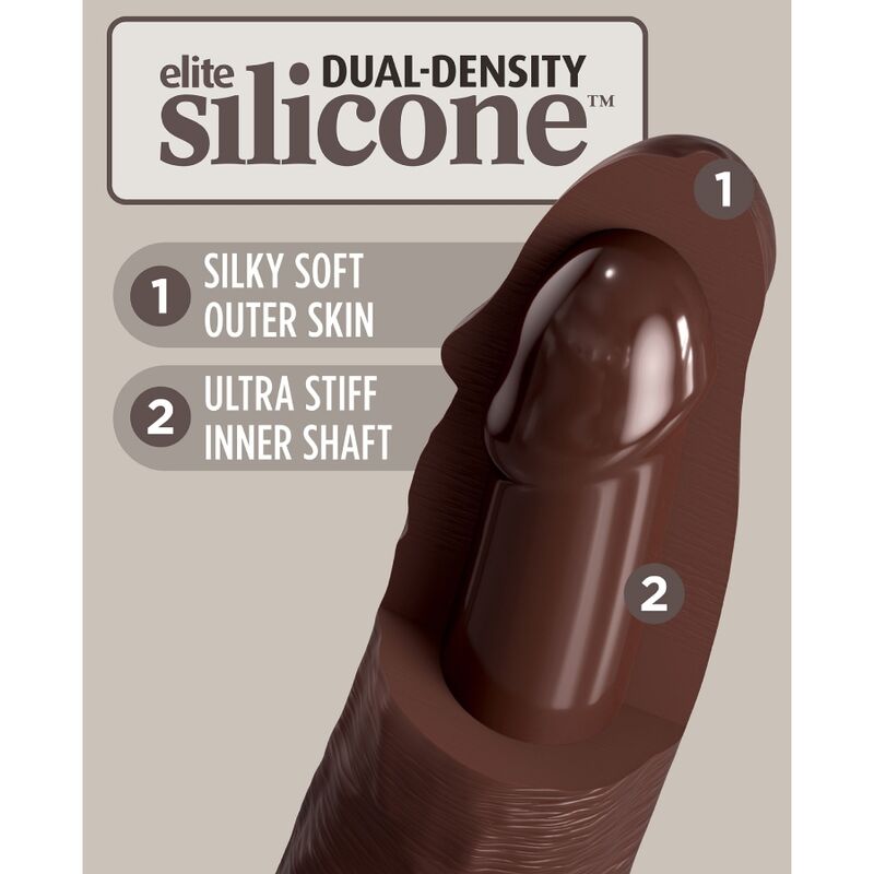 KING COCK - DILDO RÉALISTE EN SILICONE ELITE 28 CM MARRON