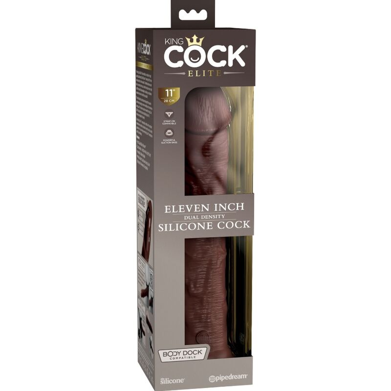 KING COCK - DILDO RÉALISTE EN SILICONE ELITE 28 CM MARRON