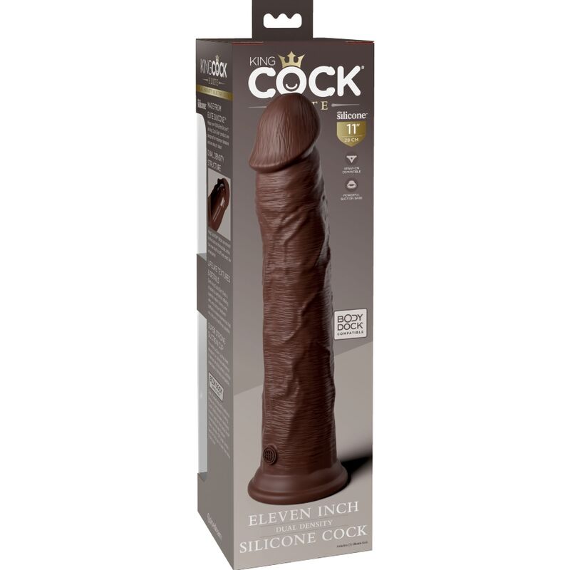 KING COCK - DILDO RÉALISTE EN SILICONE ELITE 28 CM MARRON