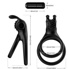 ARMONY - ANNEAU VIBRATEUR DOUBLE TRAVELER POUR COUPLES RABBIT NOIR