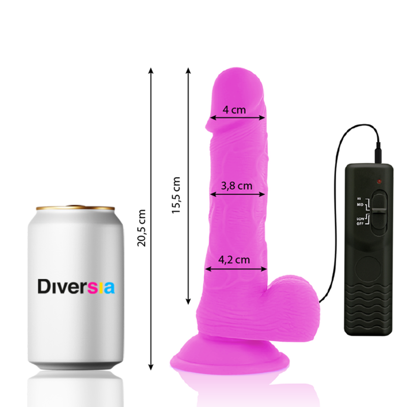 DIVERSIA - DILDO VIBRANT FLEXIBLE VIOLET 20,5 CM -O- 4,2 CM