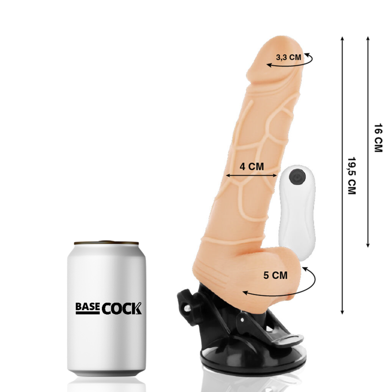 BASECOCK - REALISTIC VIBRATOR REMOTE CONTROL NATURAL WITH TESTICLES 19.5 CM -O- 4 CM - 53Xshop