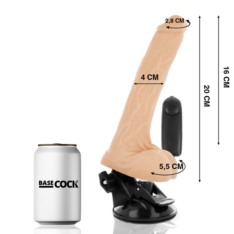 BASECOCK - REALISTIC NATURAL REMOTE CONTROL VIBRATOR WITH TESTICLES 20 CM -O- 4 CM - 53Xshop