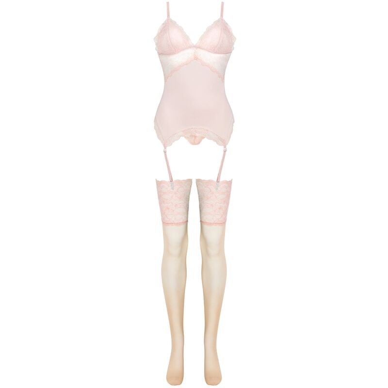 LIVCO CORSETTI FASHION - ENSEMBLE CORSET + CULOTTE + BAS PERSINNE PEACH
