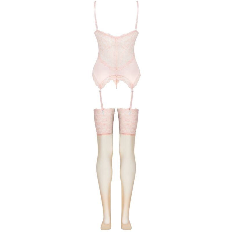 LIVCO CORSETTI FASHION - ENSEMBLE CORSET + CULOTTE + BAS PERSINNE PEACH